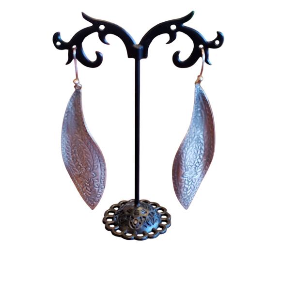 Silpada Sterling silver Freestyle floral and‎ leaf print dangle earrings - Picture 2 of 6